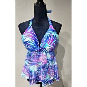 Sweet Escape Full Coverage‎ Tankini Swim Top Size 10 Multicolor